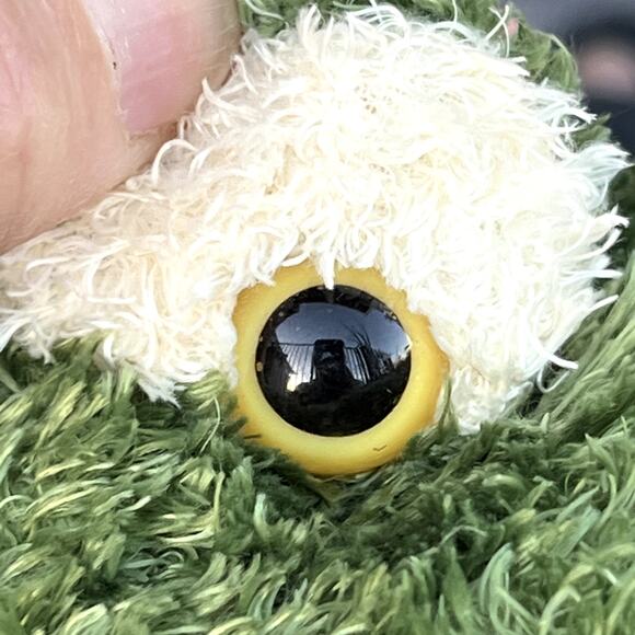 Plush Seated Green Frog Yellow Marble Eyes Soft Fur Plushie Stuffed Animal 9" - Picture 7 of 8